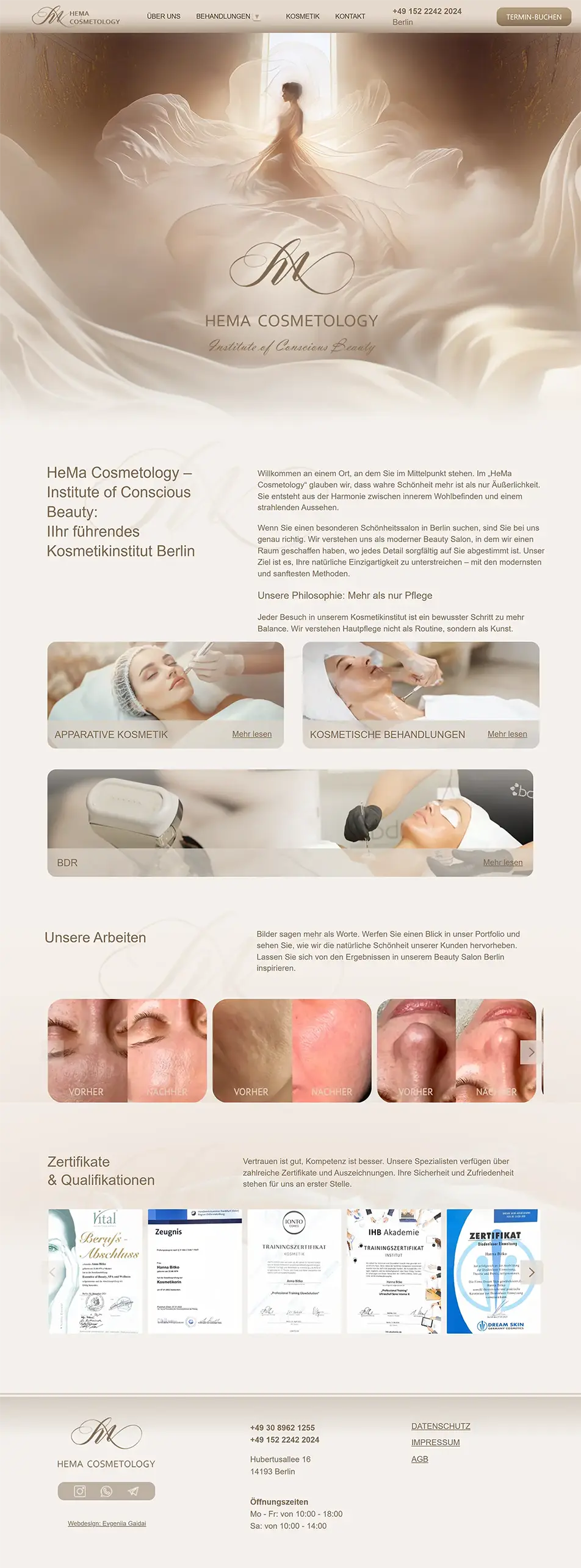 Логотип, сайт Студии косметологии в Берлине