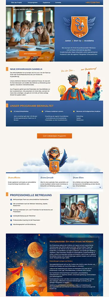 Webseite Business-Schulen für Kinder in Berlin