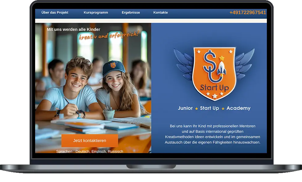 Webseite Business-Schulen für Kinder in Berlin